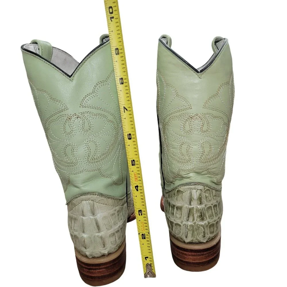 Holster Kids Cowhide Caiman Print Embroidered  Boots Leather Western Cowboy Boot
